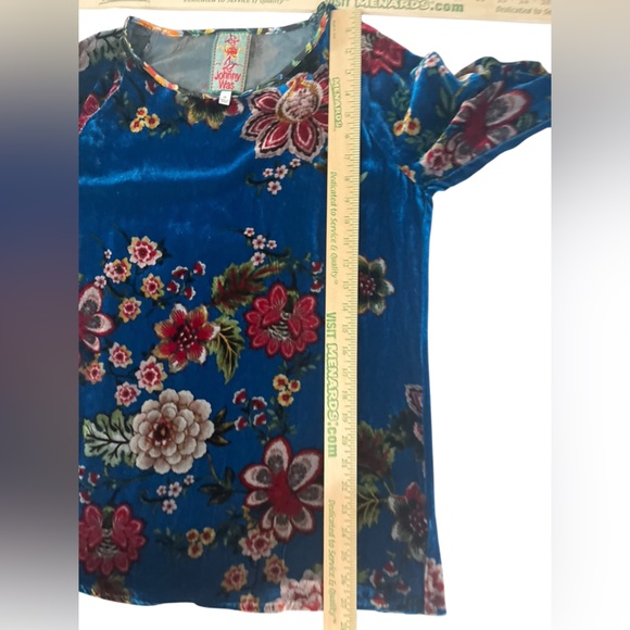 Johnny Was Floral Velvet Top blue multicolor XS designer - Picture 6 of 8